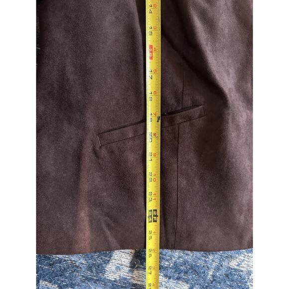 Vtg Womens Jacket Brown Faux Suede Zip Coat Lightweight Microfiber Plus Size 16W - Picture 5 of 6